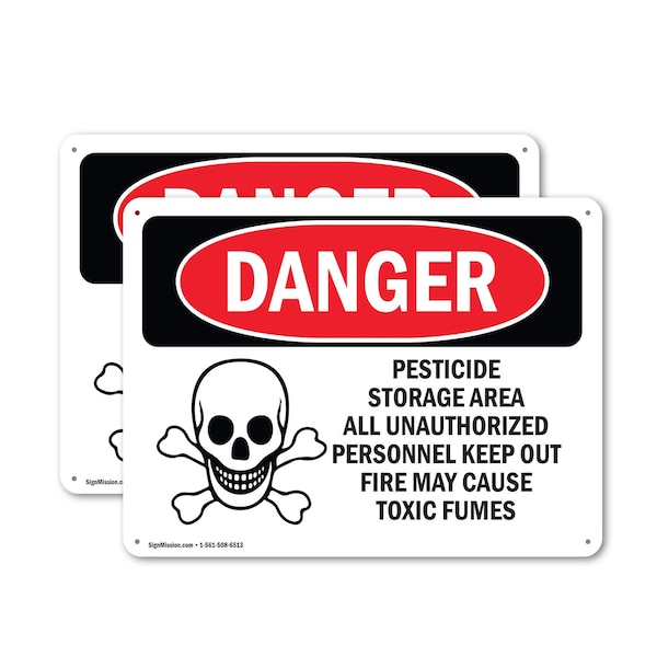 Signmission Pesticide Storage Area Danger Sign, Plastic, 10in W x 7in L, 2PK OS-2PACK-DS-P-710-L-1523 - main